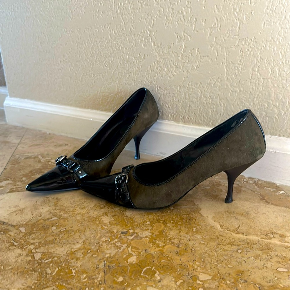 Paolo Manchester suede kitten heels